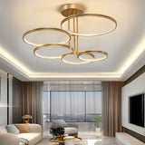 Modern Gold 3 Ring LED Ceiling Light Minimalist Nordic Metal Chandelier for Living Room