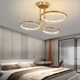 Modern Gold 3 Ring LED Ceiling Light Minimalist Nordic Metal Chandelier for Living Room