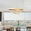 Modern Gold 3 Ring LED Chandelier Adjustable Hanging Pendant Light for Kitchen Island and Dining Room
