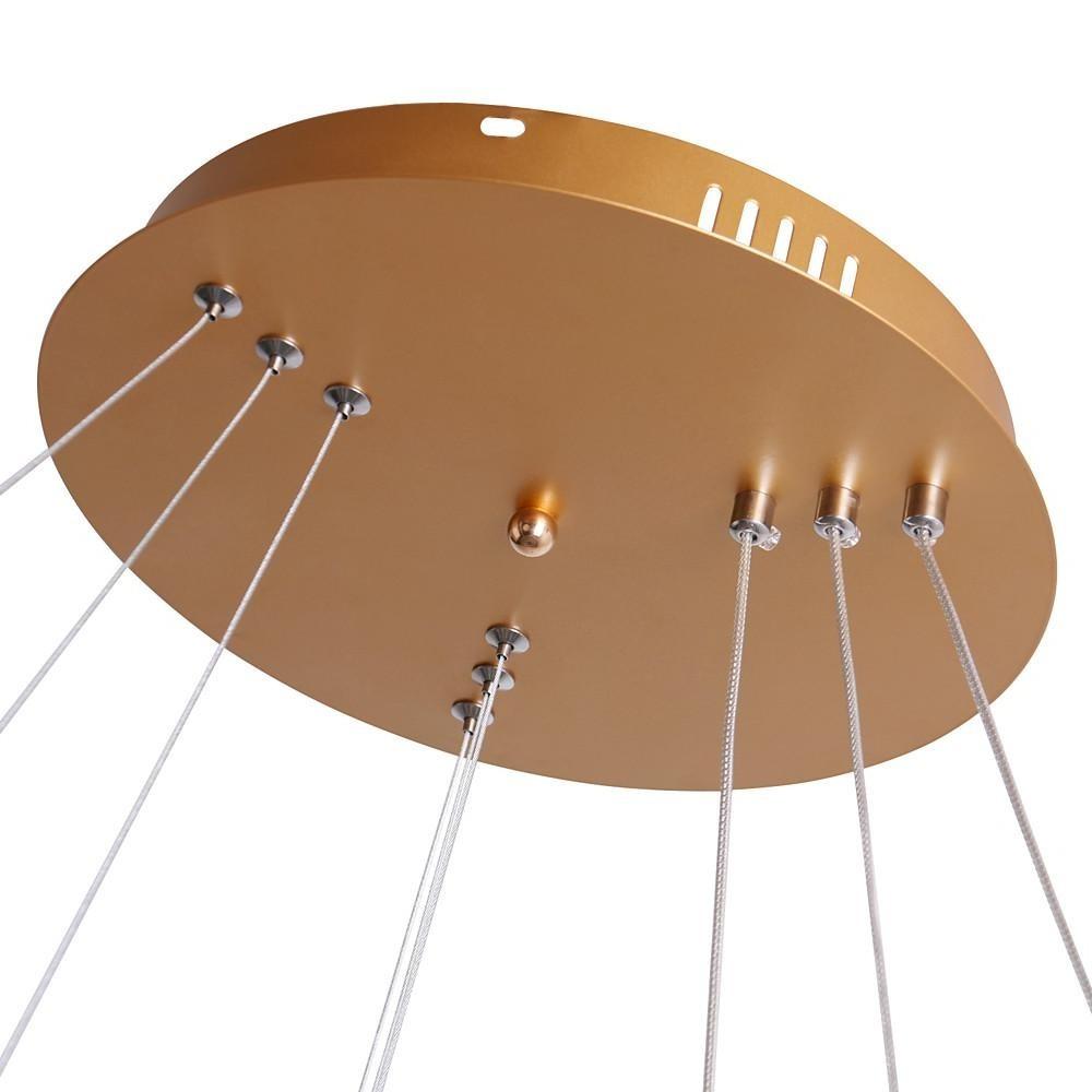 Modern Gold 3 Ring LED Chandelier Adjustable Hanging Pendant Light for Kitchen Island and Dining Room