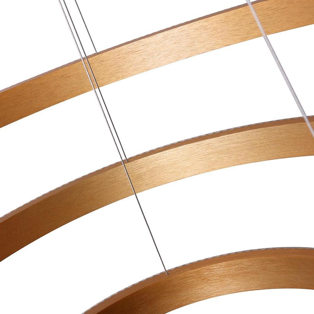 Modern Gold 3 Ring LED Chandelier Adjustable Hanging Pendant Light for Kitchen Island and Dining Room