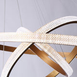 Modern Gold 3 Ring LED Chandelier Adjustable Hanging Pendant Light for Kitchen Island and Dining Room