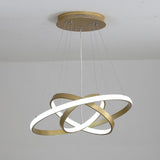 Modern Gold 3 Ring LED Chandelier Dimmable Pendant Light for Dining Room and Living Area