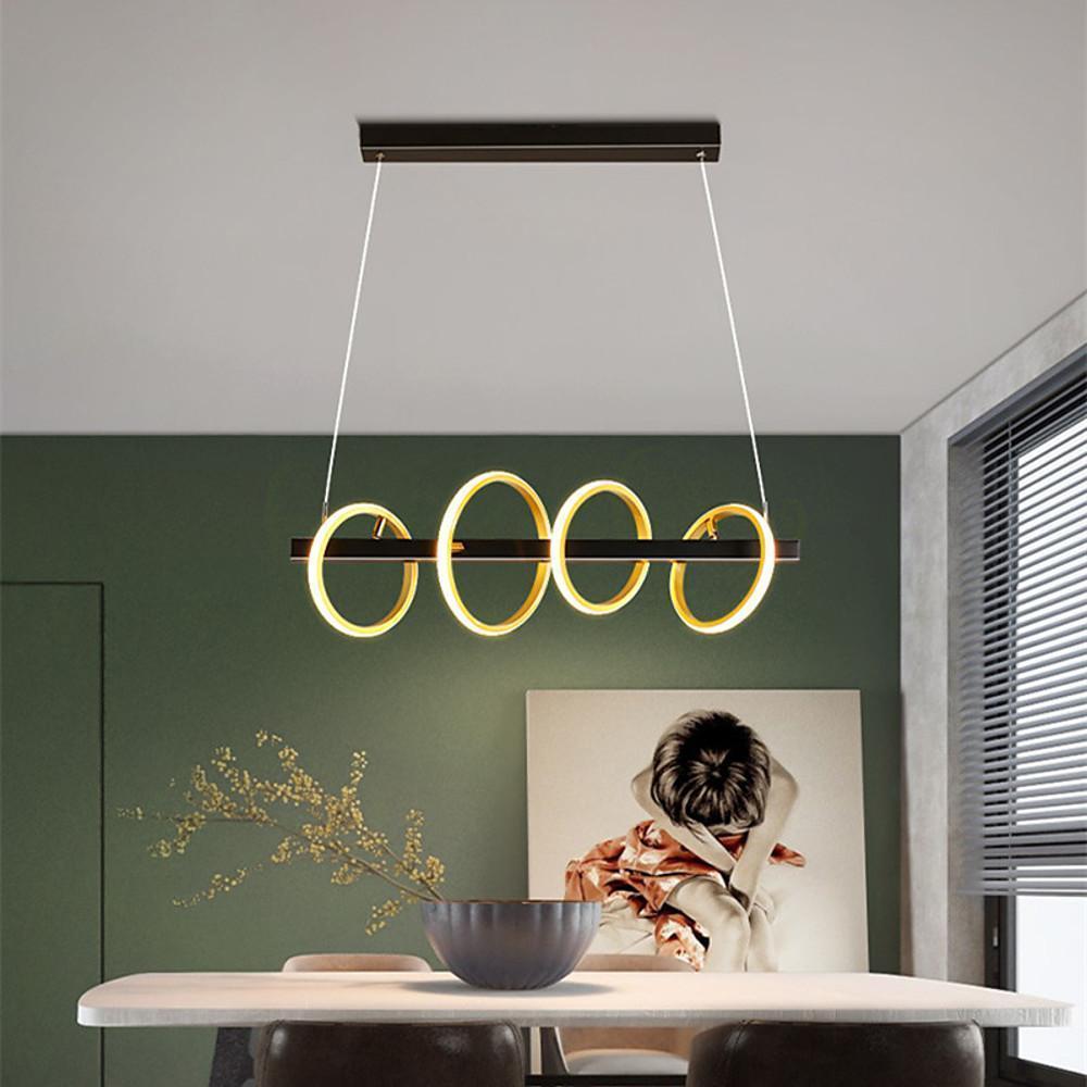 Modern Gold 4 Ring LED Chandelier Dimmable Pendant Island Ceiling Light Fixture