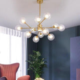 Modern Gold 9 Light Glass Globe Chandelier LED Pendant Ceiling Fixture