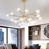 Modern Gold 9 Light Glass Globe Chandelier LED Pendant Ceiling Fixture