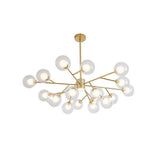 Modern Gold 9 Light Glass Globe Chandelier LED Pendant Ceiling Fixture