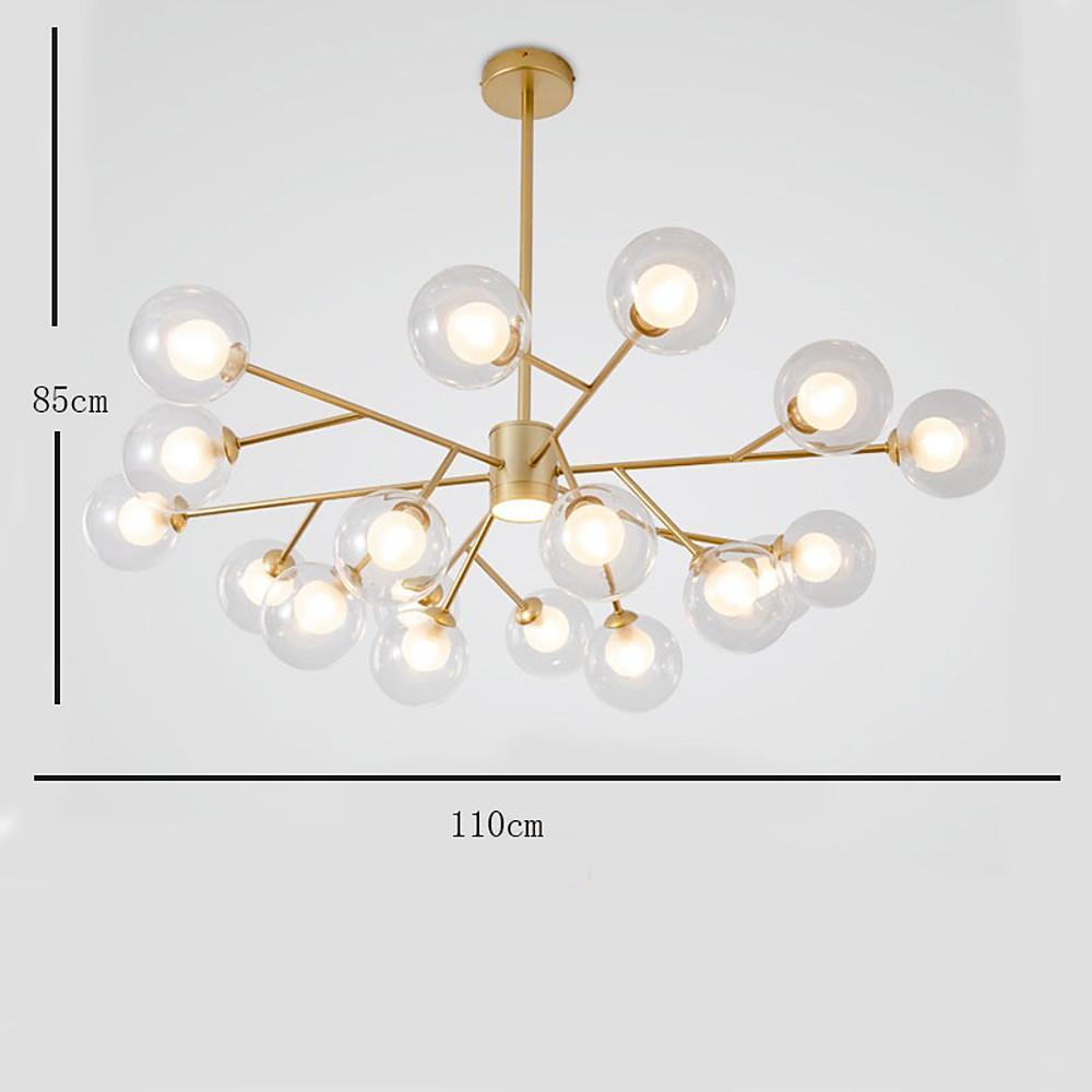 Modern Gold 9 Light Glass Globe Chandelier LED Pendant Ceiling Fixture