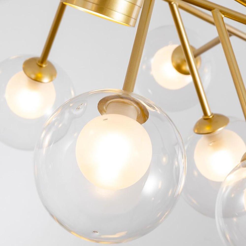 Modern Gold 9 Light Glass Globe Chandelier LED Pendant Ceiling Fixture
