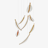 Modern Gold Acrylic Leaf LED Pendant Light Elegant Luxury Chandelier for Dining Room