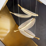 Modern Gold Acrylic Leaf LED Pendant Light Elegant Luxury Chandelier for Dining Room
