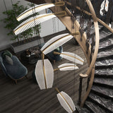 Modern Gold Acrylic Leaf LED Pendant Light Elegant Luxury Chandelier for Dining Room