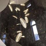 Modern Gold Acrylic Leaf LED Pendant Light Elegant Luxury Chandelier for Dining Room