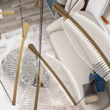 Modern Gold Acrylic Leaf LED Pendant Light Elegant Luxury Chandelier for Dining Room