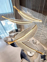 Modern Gold Acrylic Leaf LED Pendant Light Elegant Luxury Chandelier for Dining Room
