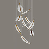 Modern Gold Acrylic Leaf LED Pendant Light Elegant Luxury Chandelier for Dining Room
