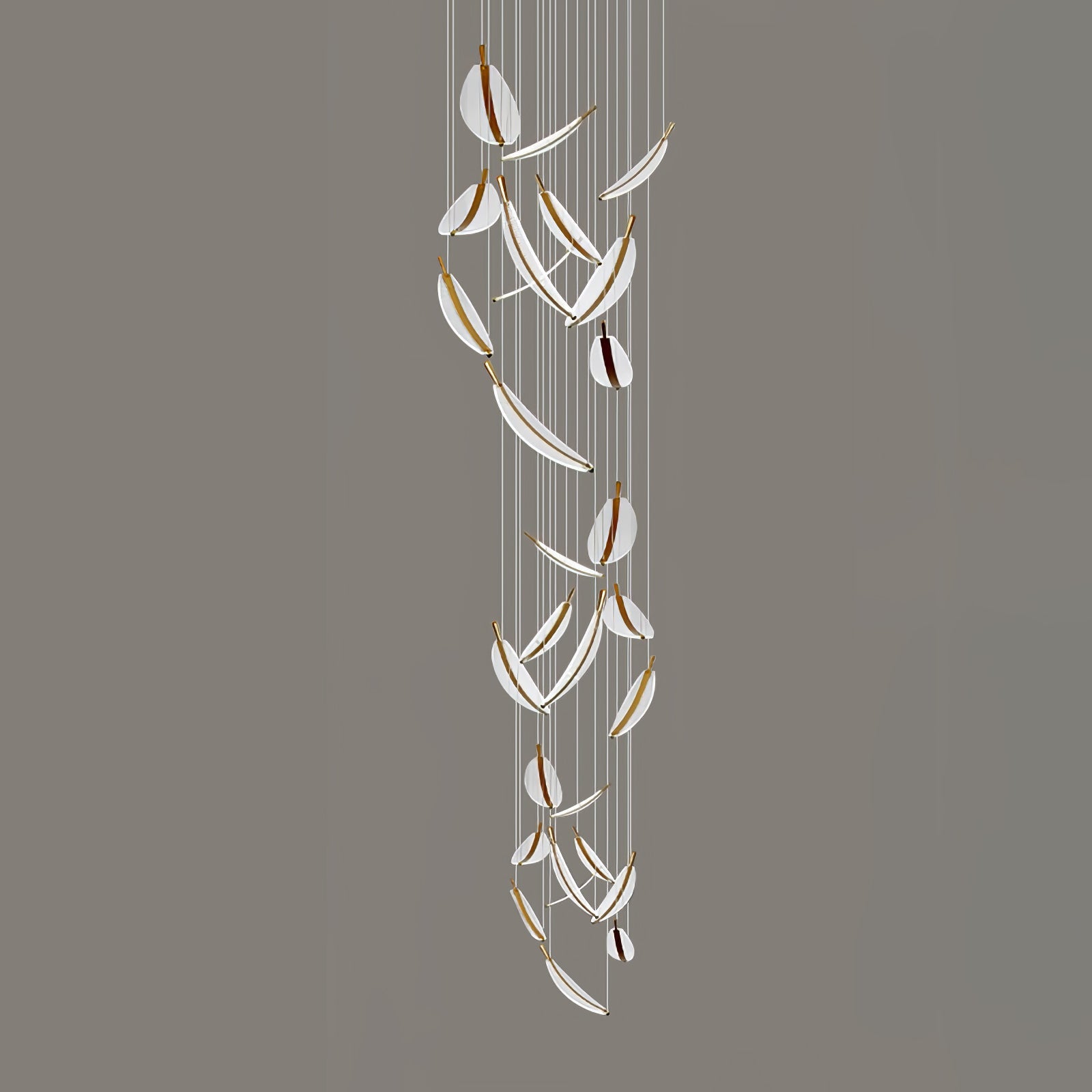 Modern Gold Acrylic Leaf LED Pendant Light Elegant Luxury Chandelier for Dining Room