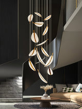 Modern Gold Acrylic Leaf LED Pendant Light Elegant Luxury Chandelier for Dining Room