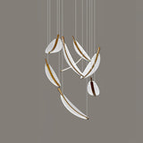 Modern Gold Acrylic Leaf LED Pendant Light Elegant Luxury Chandelier for Dining Room