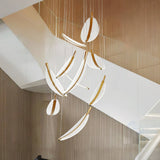 Modern Gold Acrylic Leaf LED Pendant Light Elegant Luxury Chandelier for Dining Room
