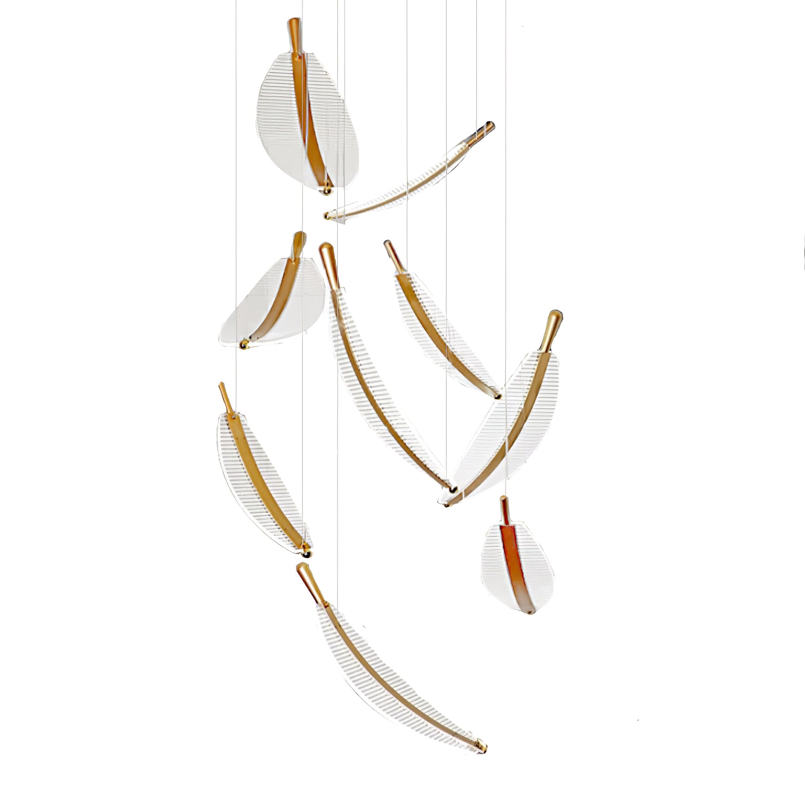 Modern Gold Acrylic Leaf LED Pendant Light Elegant Luxury Chandelier for Dining Room