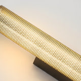 Modern Gold and Black Perforated Mesh LED Bathroom Vanity Light 15.7 Inch Wall Sconce