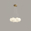 Modern Gold and White Glass Globe Cluster Chandelier Multi Head Pendant Light