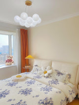 Modern Gold and White Glass Globe Cluster Chandelier Multi Head Pendant Light