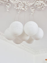 Modern Gold and White Glass Globe Cluster Chandelier Multi Head Pendant Light