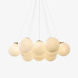 Modern Gold and White Glass Globe Cluster Chandelier Multi Head Pendant Light