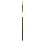 Modern Gold and White Glass Sphere Pendant Light with Linear Metal Frame LED