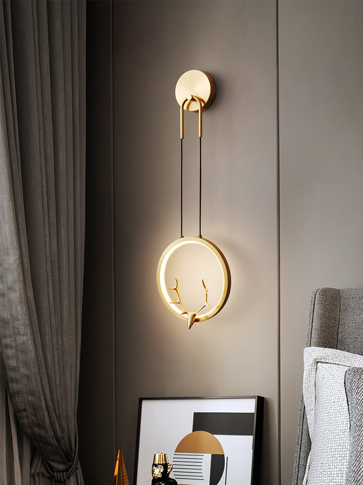 Modern Gold Antler LED Wall Sconce Set of 2 Luxury Brass Indoor Lighting for Bedside and Living Room