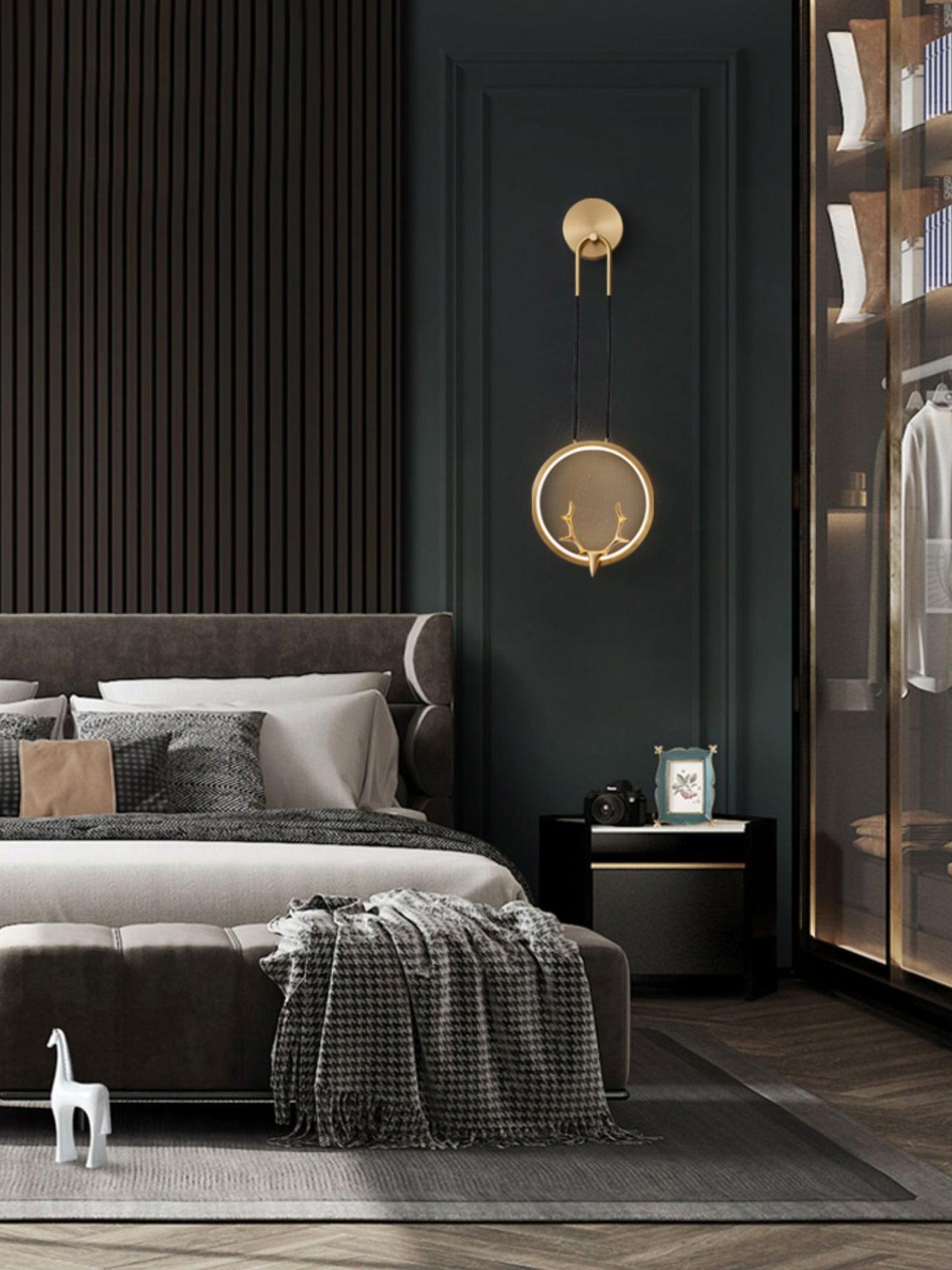 Modern Gold Antler LED Wall Sconce Set of 2 Luxury Brass Indoor Lighting for Bedside and Living Room
