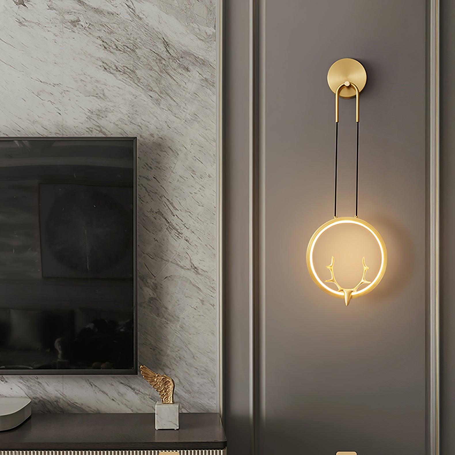 Modern Gold Antler LED Wall Sconce Set of 2 Luxury Brass Indoor Lighting for Bedside and Living Room