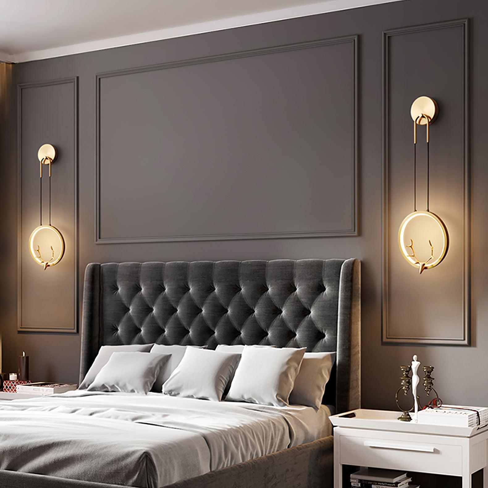 Modern Gold Antler LED Wall Sconce Set of 2 Luxury Brass Indoor Lighting for Bedside and Living Room