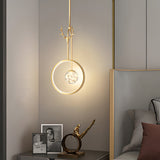 Modern Gold Antler Ring LED Pendant Light Dimmable Nordic Bedside Hanging Lamp for Bedroom