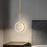Modern Gold Antler Ring LED Pendant Light Dimmable Nordic Bedside Hanging Lamp for Bedroom