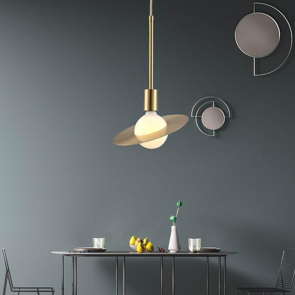 Modern Gold Ball LED Pendant Light Geometric Metal Hanging Ceiling Lamp for Living Room
