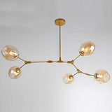 Modern Gold Branch Bubble Sputnik Chandelier with Glass Globe Shades for Living Room 5 to 11 Lights