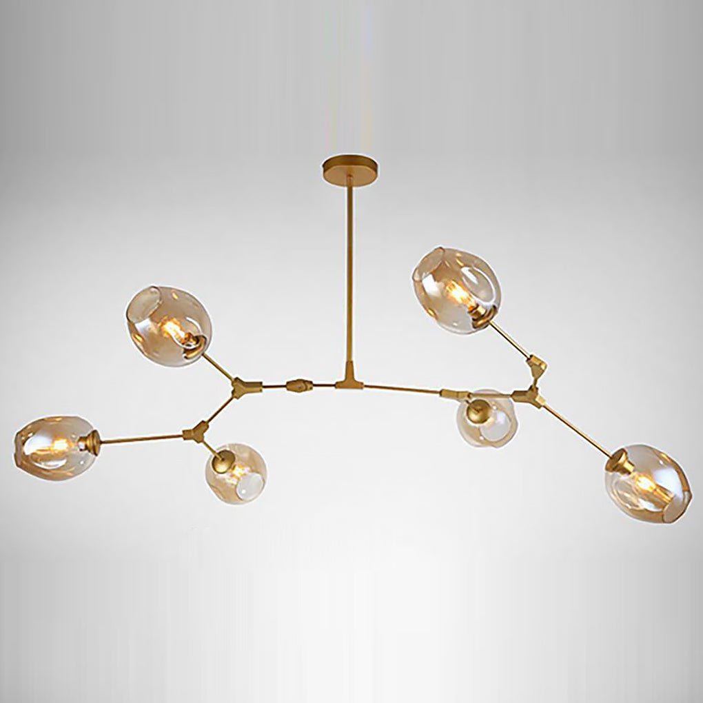 Modern Gold Branch Bubble Sputnik Chandelier with Glass Globe Shades for Living Room 5 to 11 Lights
