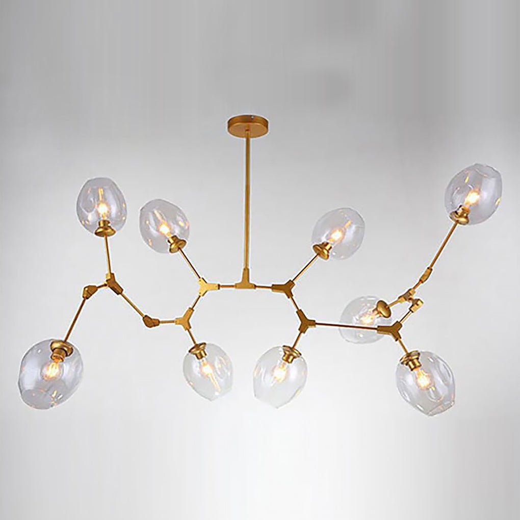 Modern Gold Branch Bubble Sputnik Chandelier with Glass Globe Shades for Living Room 5 to 11 Lights