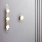 Modern Gold Brass LED Wall Sconce with Geometric Handcrafted Glass Disks