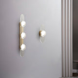 Modern Gold Brass LED Wall Sconce with Geometric Handcrafted Glass Disks