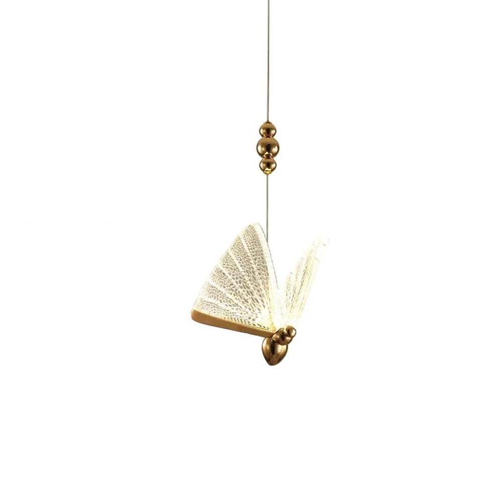 Modern Gold Butterfly Shaped LED Pendant Light Acrylic Hanging Lamp for Island and Bedroom