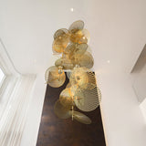 Modern Gold Cattail Leaf Chandelier Nature Inspired Aluminum Pendant Lighting