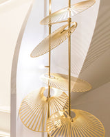 Modern Gold Cattail Leaf Chandelier Nature Inspired Aluminum Pendant Lighting