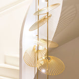 Modern Gold Cattail Leaf Chandelier Nature Inspired Aluminum Pendant Lighting