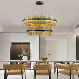 Modern Gold Circular LED Chandelier Stepless Dimming Pendant Light with Remote Control
