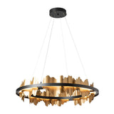 Modern Gold Circular LED Chandelier Stepless Dimming Pendant Light with Remote Control