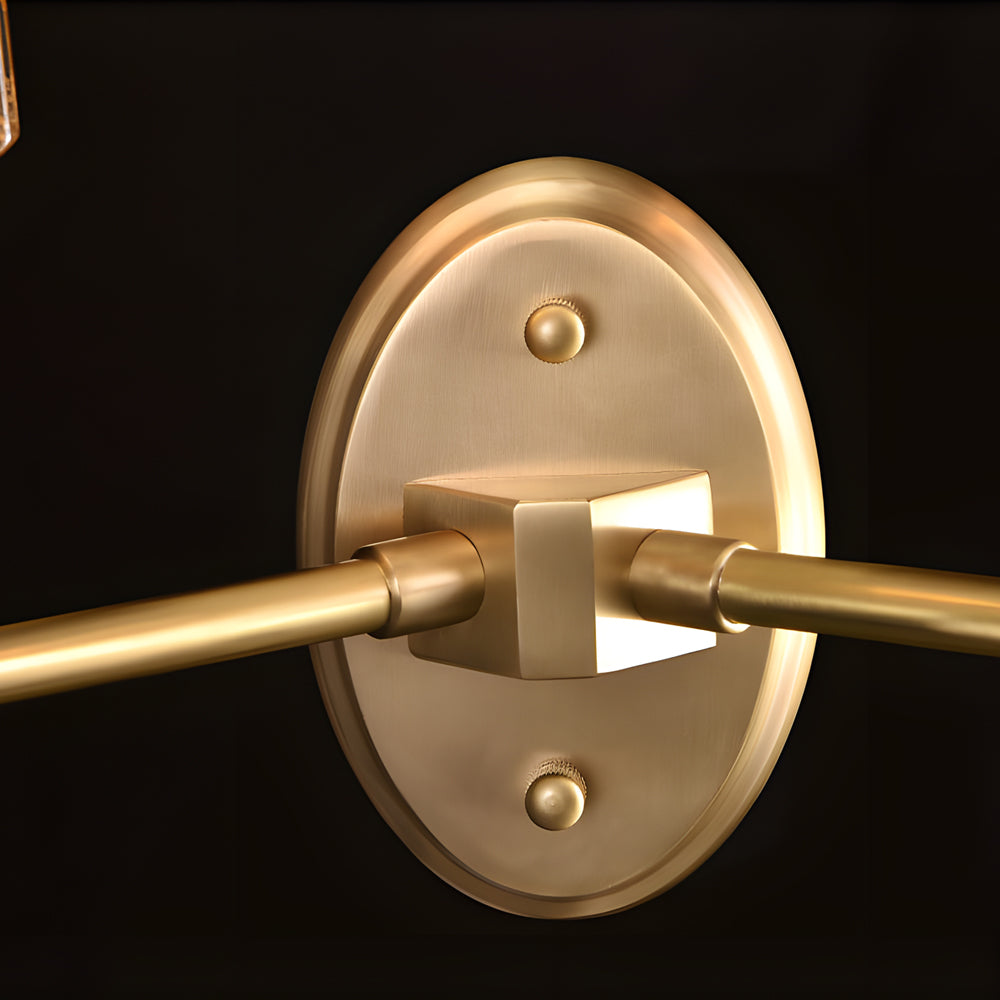 Modern Gold Copper Crystal Wall Sconce Luxury Cylinder LED Vanity Lamp for Bedroom and Hallway